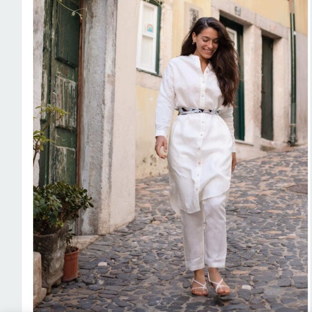 Road to Nowhere Women's Montauk Shirt Dress In Linen - NWT Medium in Cream